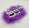 Draagbare Lash Box Eyelash Case Feather Gift Wrap Pearl Rechthoek Verpakkingsdozen Acryl Mode Wimpers Opslag 9 Kleuren Gemengd