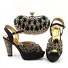 Dress Shoes 2021 African Est Italian Design Nigerian Fashion Style Party Women And Bag Set Decorated With Rhinestone In Gold Color