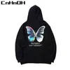 CnHnOH Männer Hip Hop Sweatshirt Hoodie Schmetterling Streetwear Harajuku Pullover Hoodie Baumwolle Fleece Winter Herbst Schwarz Hoodie 211106