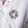 Pins, Forma de Broches Forma Vintage Broche Floral Pin Metade Buraco Pérola Vestuário Verde Vestuário elegante Camisola Peitopin Clipe