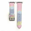 L Desenhador de Verão Fashion Watchbands Strap para Iphone Watch Band 41mm 45mm 42mm 38mm 40mm 44mm iwatch 2 3 4 5 6 7 bandas pulseira de couro listras ivy001