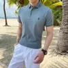 Verão Casual Polo Camisas Homens De Manga Curta Escritório Social Polo Camisas Bordado Cor Sólida Slim Fit Streetwear Tee Tops 210527