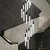 Villa Stair Lampadario lungo Nero Scala girevole Lampada a sospensione Duplex Luce per scale Super Crystal Lights 85-265V