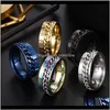 8 mm 316L roestvrij staal bruiloft band ring Romeinse cijfers goud zwart punk chain spinner ringen voor mannen vrouwen mode-sieraden drop levering 2