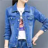 Casual Denim Jacket Women Blue Black Autumn Wear Long Sleeve Female Slim Short Coat Womens s and Coats 211014