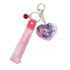 Acrilico creativo in bottiglia di olio di sabbie mobili Love Heart Portachiavi Flash Peach per donna Portachiavi per auto Ciondolo G1019