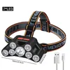 USB oplaadbare LED-koplamp Super Bright 5 Werkmodi Koplamp Waterdichte Head-gemonteerde zaklamp voor nachtvissen Wandelen