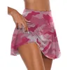 Women High Waist 2-In-1 Sport Skorts Camouflage Pleated Golf Skirts with Shorts X7YA 210719