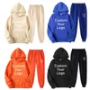 Gör din designtext anpassade hoodies sätter män kvinnor tryckta original design högkvalitativa gåvor sweatshirts och sweatpants 211217