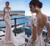 Sexy Unique Bride Luxury Beading Exquisite Lace Boho Wedding Dress Long Sleeves Open Back Mermaid Bridal Gowns Vestidos De Noiva 2022