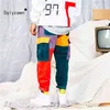 Corduroy Color Block Patchwork Streetwear Cargo Broek Mannen en Vrouwen Fall Harajuku Plaid Losse Harem Jogger Sweatpant Broek 211112