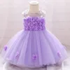 Vestidos de niña verano flor arco bordado Bebé Vestido nacido niños princesa fiesta disfraz primera comunión bautismo Vestido