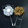 Pins, Brooches Men's Lapel Flower Pin Chrysanthemum Handmade Fabric Boutonniere Brooch Pins For Wedding Dress Corsage Suit Formal Accessorie