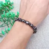 Mannen multi-vormige natuursteen zwarte steen magnetische therapie armband magnetische gezondheid gewichtsverlies hand armband W0064