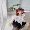 韓国風の夏の赤ちゃん女の子パッチワークレースの薄いノースリーブTシャツかわいい子供カジュアルトップス服210615