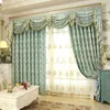 European Style Curtain for Living Dining Room Bedroom Luxury Golden Curtain Valance Curtain Finished Product Customization 210913