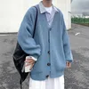 Hommes Cardigan Automne Vêtements pour hommes Tops Pulls Tricot Solide Lâche Casual Preppy Style Coréen Mode Tricot Manteau Pull Homme 211018