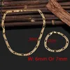 24K geelgoud gevuld heren nikkelvrije set figaro ketting bracelet