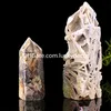 Gebarsten Rainbow Titanium Coated Druzy Quartz Gode Point Wand Ambachten Prachtige Freeform Natural Sphhalerite Mineral Rock Crystal Agate Tower Obelisk Generator