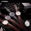 Sinobi Casual Męskie zegarki na rękę Kalendarz Tydzień Daty Funkcje Skórzany Pasek Biznes Mężczyźni Genewa Quartz Clock Slim Hands Watch Q0524