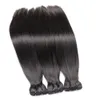 12A Super Double Drawn Bone Straight Human Hair Weaves 3 Bundles Natural Color Thick Ends