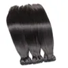 12a Super Double Drawn Bone Straight Human Hair Weaves 3 Bunds Natural Color Thick Ends