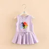 Summer 2 3 4-10 Years Children Cotton Painting Cartoon Big Floral Print Waist Drawstring Kids Girl Flower Sleeveless Dress 210529