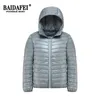 Plus size 6xl 7xl 8xl 9xl homens ultralight packable com capuz jaqueta para baixo baiacu para baixo casacos primavera outono masculino casaco de luz 211214