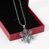 Pendant Necklaces Women Girls Snowflake Shining Crystal Flower Christmas & Pendants Jewelry For Sweater Necklace