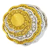 100 pezzi 8,5 10,5 pollici centrini in lamina d'oro argento tondini di carta tondini per torte decorazione per scrivania per feste 210817