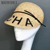 Maershei Sun Hats For Women Equestrian Hats Visor Sobrero Straw hoed met Bow Summer Hat For Women Beach Cap T200602