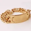 Heren religieuze goud pure roestvrij staal Spaans Bijbel Cross ID Double Row Chain Bracelet 23mm 9 "Kwaliteit