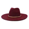 Mulheres de inverno imitação de lã Felta chapéus de 9,5 cm de largura Fedoras Hat para festa de casamentos Chapéus de jazz elegante