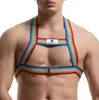 同性愛者の肩の胸部メンズハーネスベルト弾性バンドボディケージストラップエキゾチックなトップスraveコスチュームベルトは大人のセックスクラブウェアブラスクセット