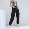 Heyoungirl StreetWear Cargo Byxor Kvinnor Casual Joggers Svart Hög Midja Lösa Kvinna Byxor Koreansk Stil Ladies Byxor Capri X0629