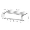 Towel Racks ORZ 2 Tier Rack With Shelf Punch Free Wall Mount Fold-able Accessories Holder Aluminum Bathroom Organizer