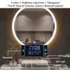 Espelhos 50/60/70cm redondo maquiagem inteligente espelho de banheiro ajustável 3 cor de luz LED brilhante multifuncional com o alto -falante Bluetooth desfogando