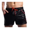 Été Faux Cuir Hommes Shorts Casual Lâche Avec Poches Haute Qualité Mâle Pantalon Court Confortable Doux Homme 210716