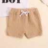 Conjuntos de ropa Conjunto de ropa para bebés, impresión de letras de manga corta O-cuello de camiseta + Color sólido cordones cortos cortos