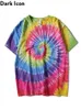 Paisley Tie Dye Tシャツの男性夏ラウンドネックHiphop Tシャツ綿カジュアルティーシャツ210603
