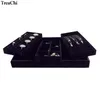 Jewelry Pouches, Bags Fashion Velvet Display Case Ring Earring Collection Box Portable Beads Organizer Necklace Storage Exhibition Tray 4Col