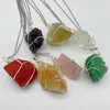 Irregular Natural Crystal Stone Silver Plated Handmade Pendant Necklaces Original Styles Yoga Energy Healing Jewelry For Women Girl