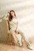 Zipper Pollo Collar Two PCE Knitted Sweater Set Loose Pants Women Fashion Fall Winter Female Cashmere Outfit 211027
