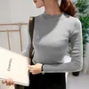 FEKEHA Autunno Inverno Donna Pullover Maglione Lavorato A Maglia Elasticità Maglione Sottile Mezzo Dolcevita Caldo Femminile Bianco Nero Maglioni T200101