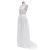 Przypadkowe sukienki suknie ślubne aplikacje bez rękawów aplikacje kobiety elegancka koronka femme szata seksowna głęboka V Neck Sling Bridal Swiast