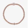 Hot sales Beautiful Women's Beads Pave 18k Rose Bracelet Summer Jewelry for Pandora 925 Sterling Silver Hand Chain Beaded bracelets With Original box