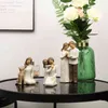ARTLOVIN Sculpté Peint À La Main Figure Ensemble/Amitié/Fidèle Figurine Résine Chien Sculpture Saint Valentin Cadeau Maman Cadeau 211105