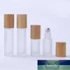 12PCS 5ML 10ML Natural Bamboo Lid/Cap Thick Clear Glass Essential Oil Roll On Bottle Metal Roller Ball for Perfume Aromatherapy