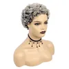 Synthetic Wigs Grandma's Fashion Short Afro Curly Wig For Black Women Grey Wavy Natural As Real Party