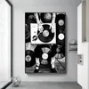 Vinyl-Schallplatten-Wandkunst, Leinwandgemälde, Schwarz-Weiß-Vintage-Musik-Poster und Drucke, Wandbilder für Wohnzimmer, Heimdekoration